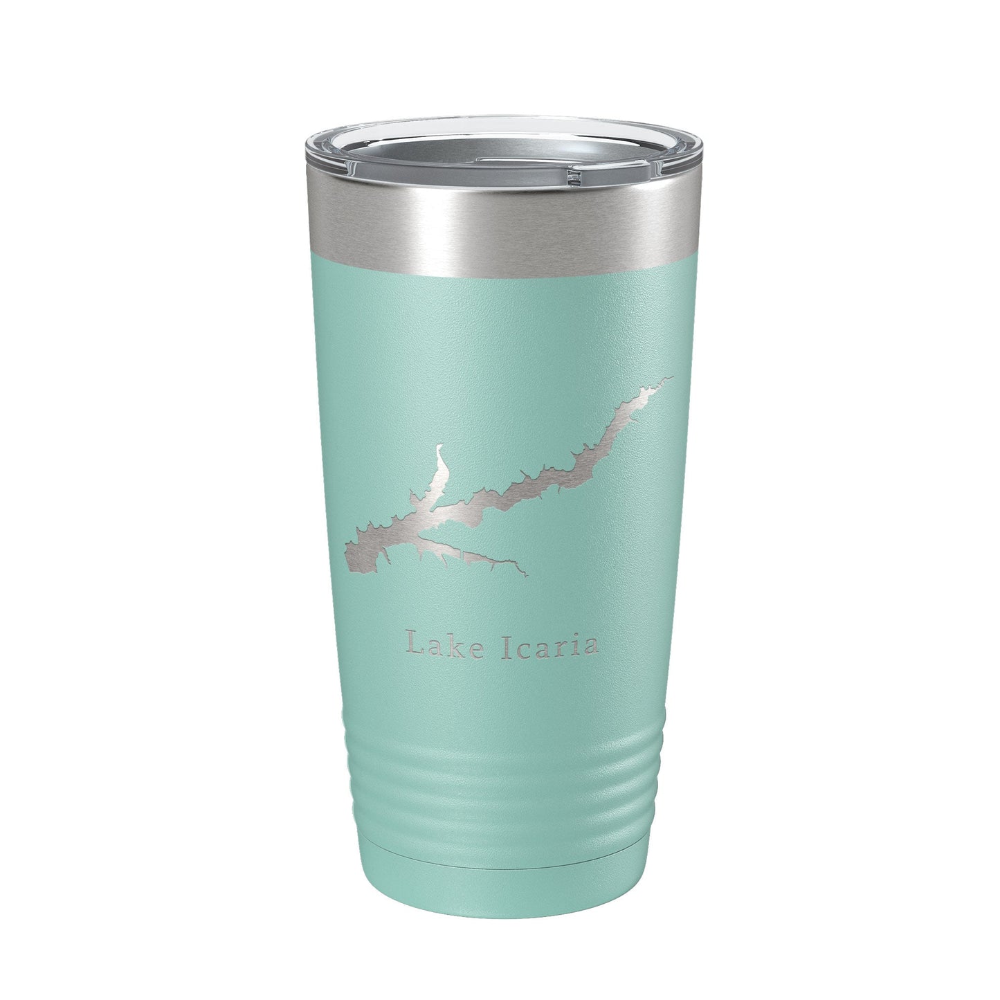 Lake Icaria Map Tumbler Travel Mug Insulated Laser Engraved Coffee Cup Iowa 20 oz