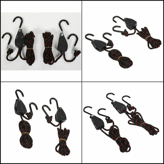 DORSAL Ratchet Canoe and Kayak Bow and Stern Tie Downs 1/4" Heavy Duty Adjustable Rope Hanger Grow Light (2-Pack)