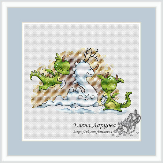 Snow Dragons. PDF Cross Stitch Pattern